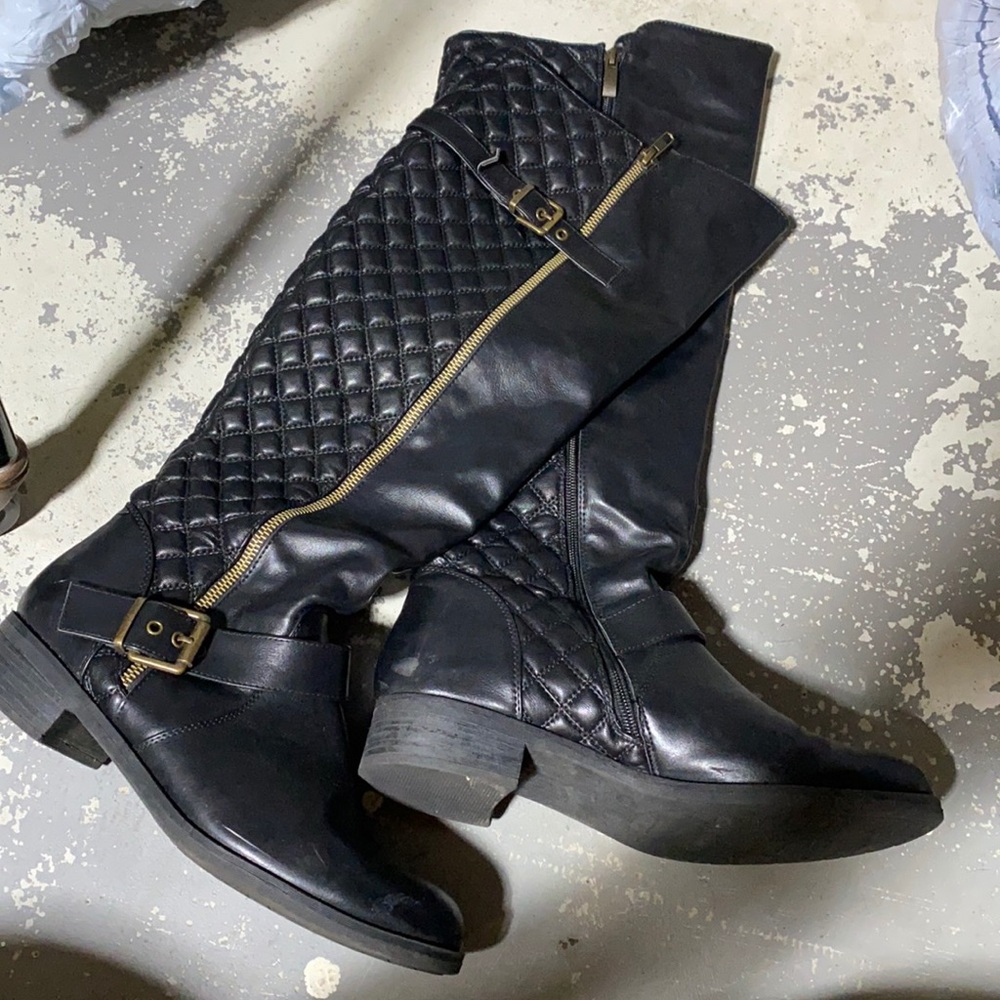 Black Michael boots with buckles and 1” heel